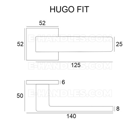 Ручки дверні Hugo Fit розета квадратна R67F chrom szczotkowany