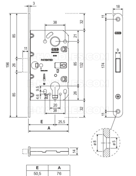 Zamek magnetyczny WAVE na wkładkę 50 F18 chrom mat AGB B061335034