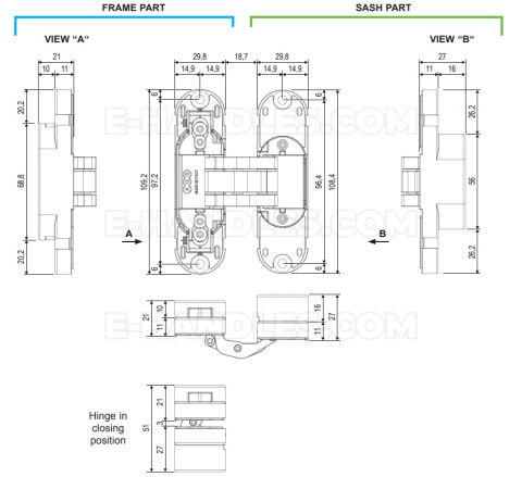 Zawias AGB ECLIPSE 2.2 chrom mat E302008534