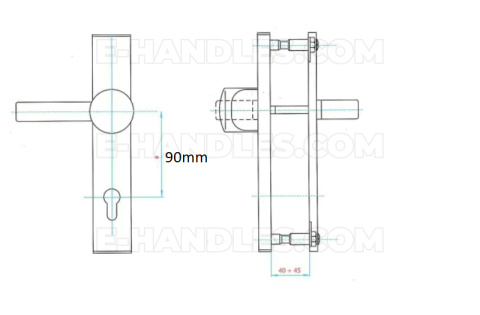 Zestaw klamka gałka 90 mm LOB