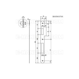 Zaczep AGB do zamka PATENT GRANDE F 22mm x 238mm z najazdem, mosiądzowany B005903703