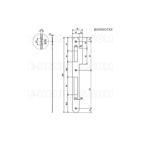 Zaczep AGB do zamka PATENT GRANDE F 22mm x 238mm z najazdem, mosiądzowany B005903703 Zaczep AGB do zamka PATENT GRANDE F 22mm x 238mm z najazdem, mosiądzowany B005903703