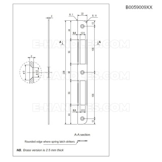 Zaczep AGB do zamka PATENT GRANDE F 22mm x 238mm, mosiądzowany B005900903