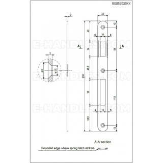 Zaczep AGB do zamka PATENT GRANDE i SICURREZA F 22mm x 238mm, mosiądzowany B005903003