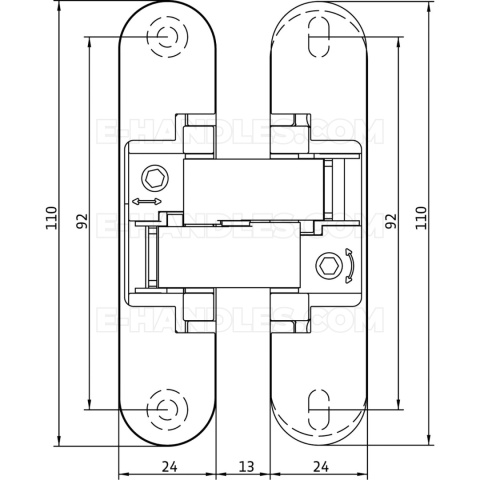 Anselmi 505 AN 140 3D 110x24 mm, zawias niewidoczny biały (nośność 2szt do 40 kg, 3szt do 60kg)