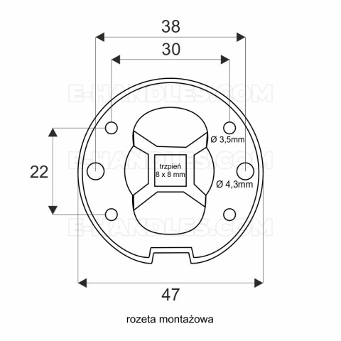 Klamka Granada Fit rozeta kwadratowa R67F chrom szczotkowany