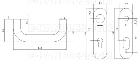 Klamko - klamka PZ 72 ASSA ABLOY p.poż AHW700 stal nierdzewna