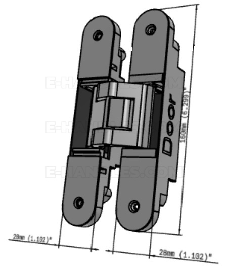Simonswerk TECTUS TE 340 3D czarny RAL9005, 160x28 mm, zawias niewidoczny (nośność 2szt do 80 kg)