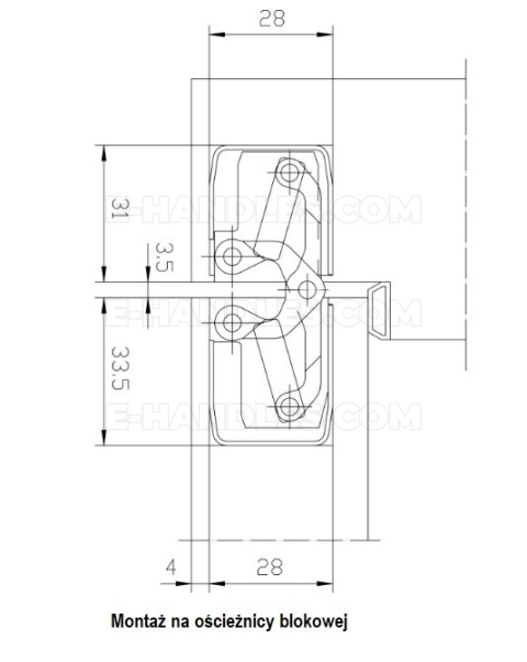 Simonswerk TECTUS TE 340 3D czarny RAL9005, 160x28 mm, zawias niewidoczny (nośność 2szt do 80 kg)