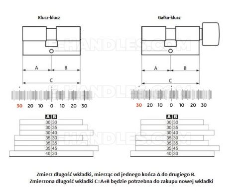 Wkładka drzwiowa AGB mod.600 54mm 27x27 chrom mat C603342222