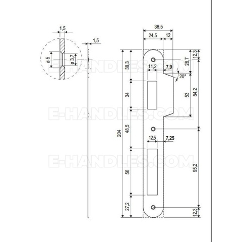 Zaczep AGB SICURREZA F25mm x 204mm z najazdem, niklowany B005907906