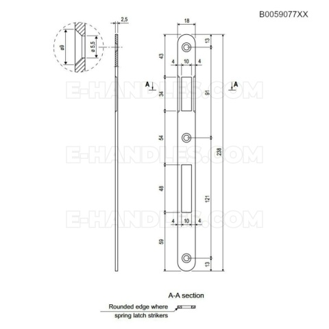 Zaczep AGB do zamka PATENT GRANDE F 18mm x 238mm, chrom mat B005907734