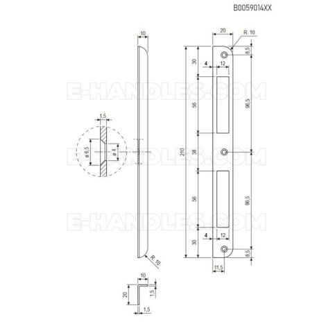 Zaczep AGB do zamka PATENT GRANDE i SICUREZZA F20mm x 210mm, brązowy B005901422