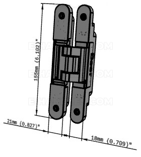 Simonswerk TECTUS TE 240 3D, czarny RAL9005, 155x18-21 mm, zawias niewidoczny (nośność 2szt do 60 kg)