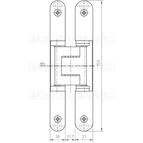 Simonswerk TECTUS TE 240 3D, stal srebrna F1, 155x18-21 mm, zawias niewidoczny (nośność 2szt do 60 kg)