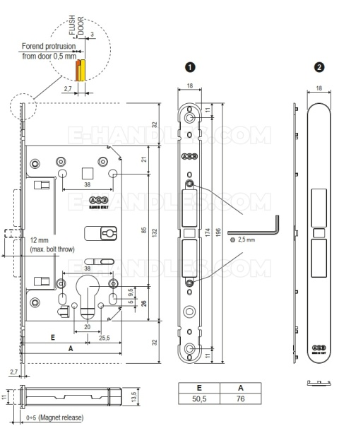 Zamek magnetyczny AGB TOUCH na wkładkę 18x196 czarny B065035093