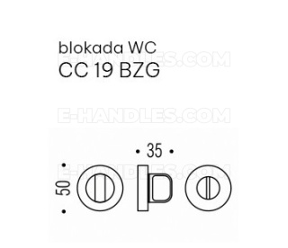 Blokada WC Colombo Design ONE CC 19 BZG MOOD Collection C24 szarobeżowy / RAL 1019, trzpień 6x6mm