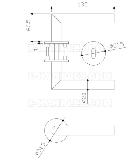 Klamka GEHRUNG R BK - czarny matowy, zestaw z rozetą na klucz OB