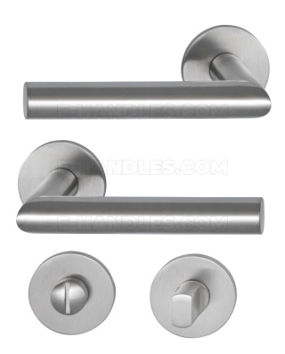 Klamka GEHRUNG R 4mm, SS - stal nierdzewna matowa, zestaw z rozetą do WC