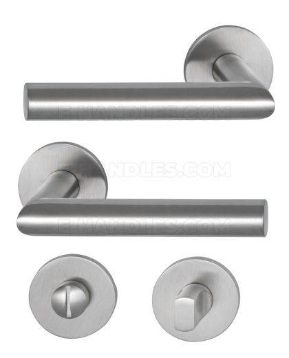 Klamka GEHRUNG R 4mm, SS - stal nierdzewna matowa, zestaw z rozetą do WC