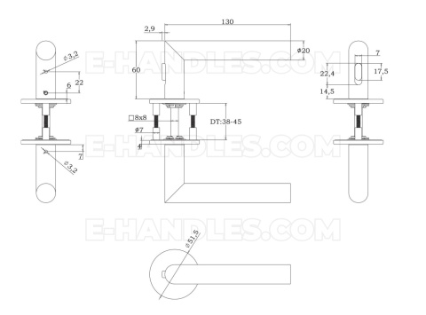 Klamka z blokadą GEHRUNG WC R Lock BK - czarny matowy, do drzwi 50-57mm