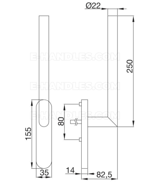 Komplet HS podnoszono-przesuwny GEHRUNG R SS - stal nierdzewna matowa