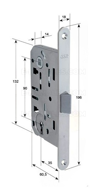 Zamek AGB Mediana EVOLUTION na klucz 90/35 nikiel połysk F18 B011013506