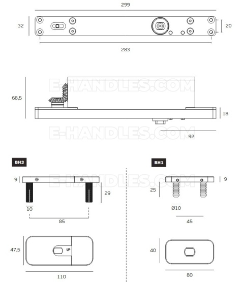 Zawias pivot IN.05.215.HO CAM SYSTEM + hydraulika do drzwi drewnianych JNF