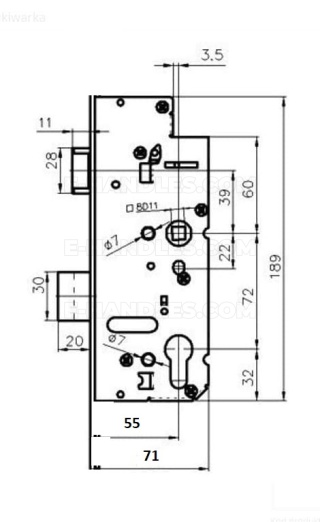 72/55 główny do zamka listwowego Metalplast