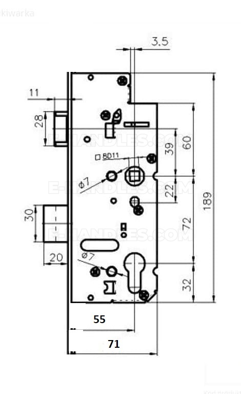 72/55 główny do zamka listwowego Metalplast