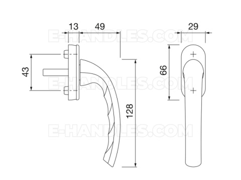Klamka okienna HOPPE TOKIO 7x40 - srebrne anodowane