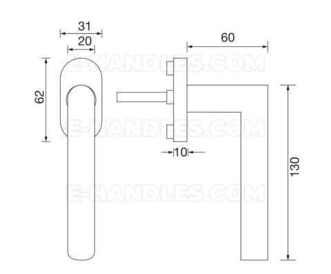 Klamka okienna GEHRUNG 7x42 - stal nierdzewna matowa 16