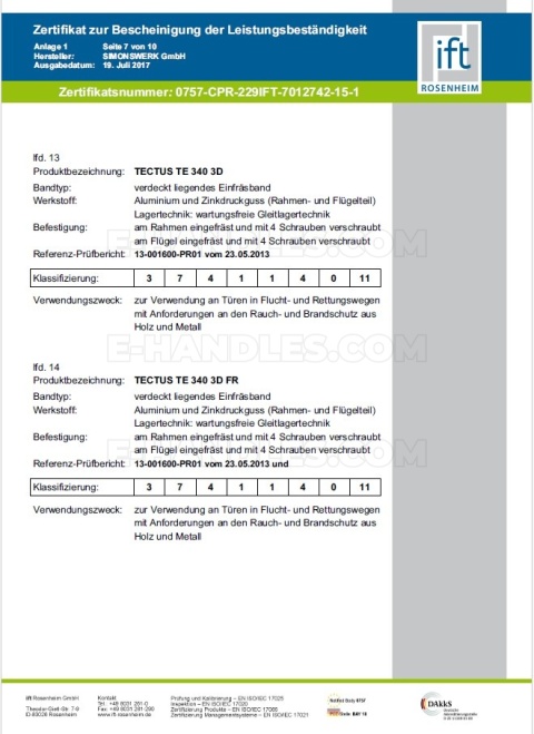 Simonswerk TECTUS TE 340 3D, stal średniobrązowa SW 175 , 160x28 mm, zawias niewidoczny (nośność 2szt do 80 kg)