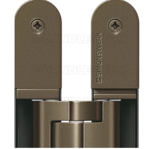 Simonswerk TECTUS TE 340 3D, stal średniobrązowa SW 175 , 160x28 mm, zawias niewidoczny (nośność 2szt do 80 kg)