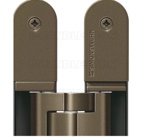 Simonswerk TECTUS TE 340 3D, stal średniobrązowa SW 175 , 160x28 mm, zawias niewidoczny (nośność 2szt do 80 kg)