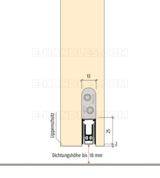 Uszczelniacz 460 x 13 x 25 mm PLANET KT-FH, jednostronny, aluminium