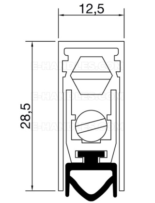 Uszczelniacz 822 x 12,5 x 28,5 mm COMAGLIO T017, jednostronny, aluminium