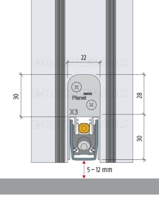 Uszczelniacz 1085 x 8 x 30 mm PLANET X3-RD, jednostronny, aluminium