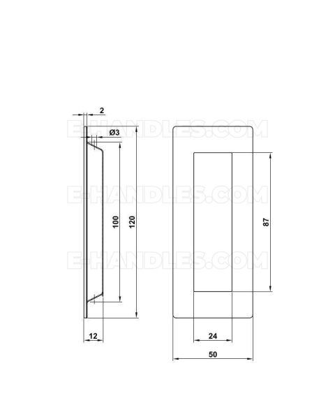 Uchwyt drzwiowy prostokątny 120x50 inox mod.13