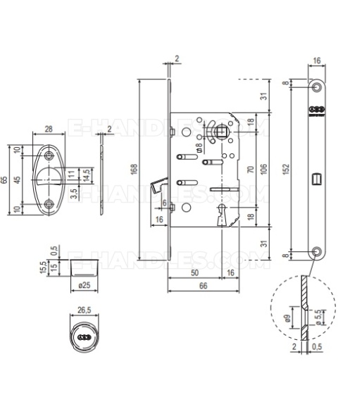 Zamek AGB Scivola T OB hakowy 50/70 F16 nikiel połysk B089015006