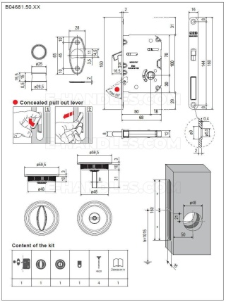 Zamek AGB Scivola Tre Class WC hakowy łazienkowy 50mm F16 czarny z zestawem okrągłych rozet B046815093
