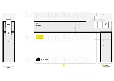 Zawias pivot IN.05.224.EDGE.HO 100EDGE Profile JNF