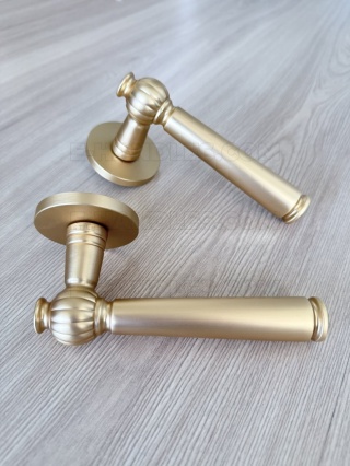Klamka TUKA Rozeta R slim 7 mm GOLD SATIN - złoty matowy