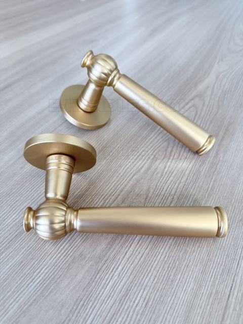 Klamka TUKA Rozeta R slim 7 mm GOLD SATIN - złoty matowy