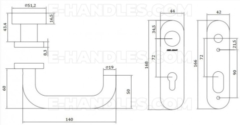 Klamko - gałka PZ 72 ASSA ABLOY p.poż AHW700 stal nierdzewna