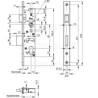 Zamek Wilka 29/92 z czołem U, wymiary czoła 6x24x245mm
