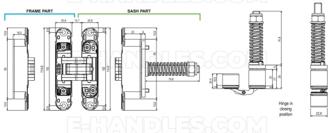 Zawias samozamykacz 60 kg AN 107 3D self closing chrom sat