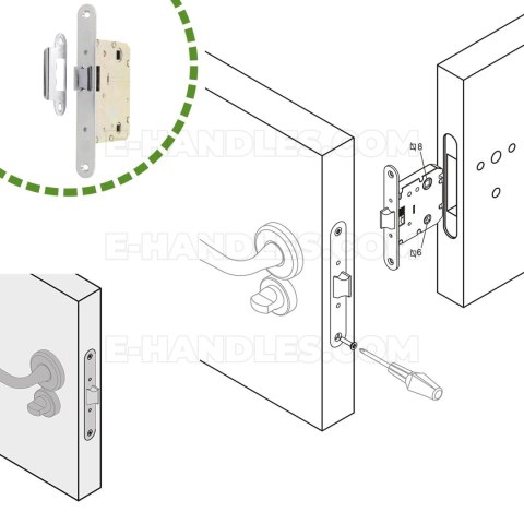 Zamek AMIG drzwiowy łazienkowy 4000 70/50 WC chromowany