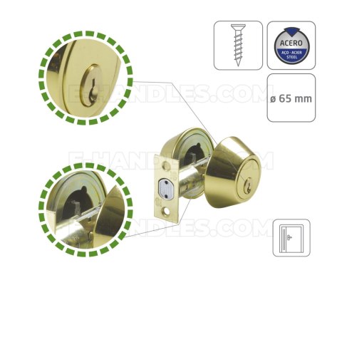 Zamek AMIG dodatkowy 1550 z rozetą antywłamaniową klucz - pokrętło mosiądzowany Backset 60/70mm