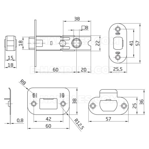 Zamek AMIG wpuszczany 60mm niklowany mod. 9 B